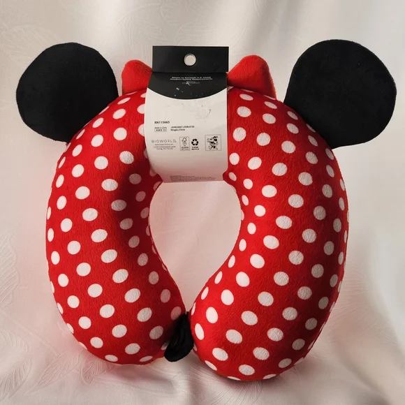 Disney Minnie Mouse Red & White Polka Dot Memory Foam Neck Travel Pillow NWT - Picture 2 of 5